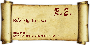Rády Erika névjegykártya